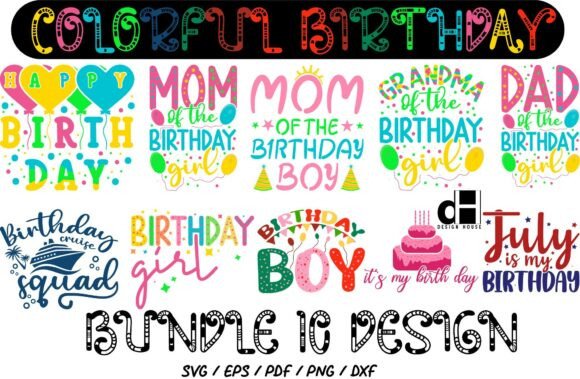 A Colorful Birthday Bundle for Creative Crafts and Graphics